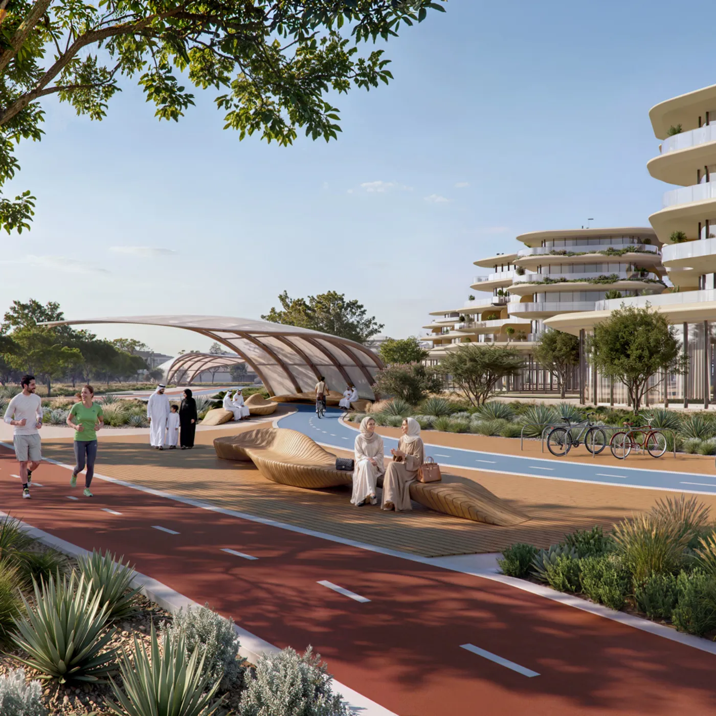 Waterfront promenade and cycle track — Wadeem Gardens, Hudayriyat Island, Abu Dhabi
