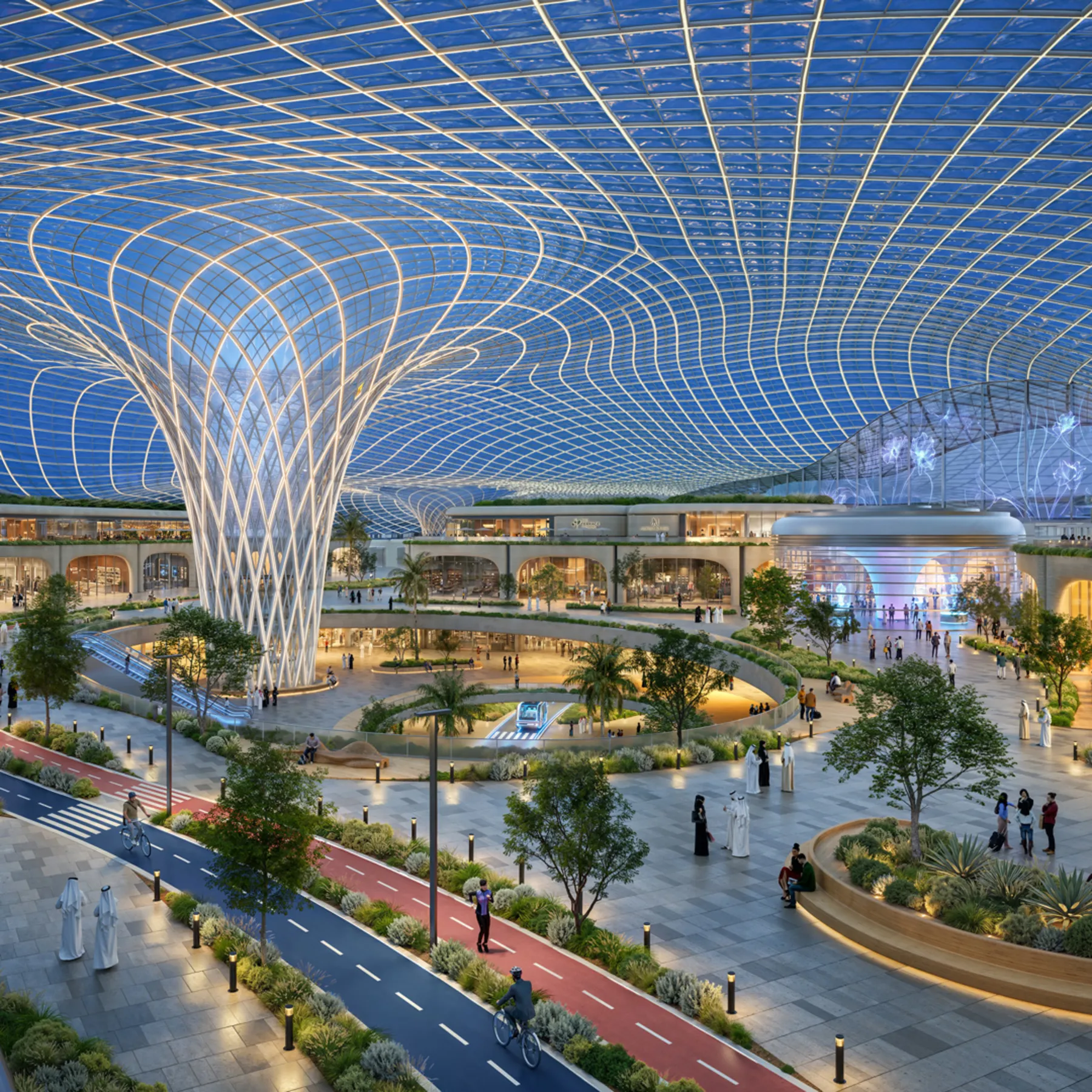 The climate-controlled Spine — Wadeem Gardens, Hudayriyat Island, Abu Dhabi